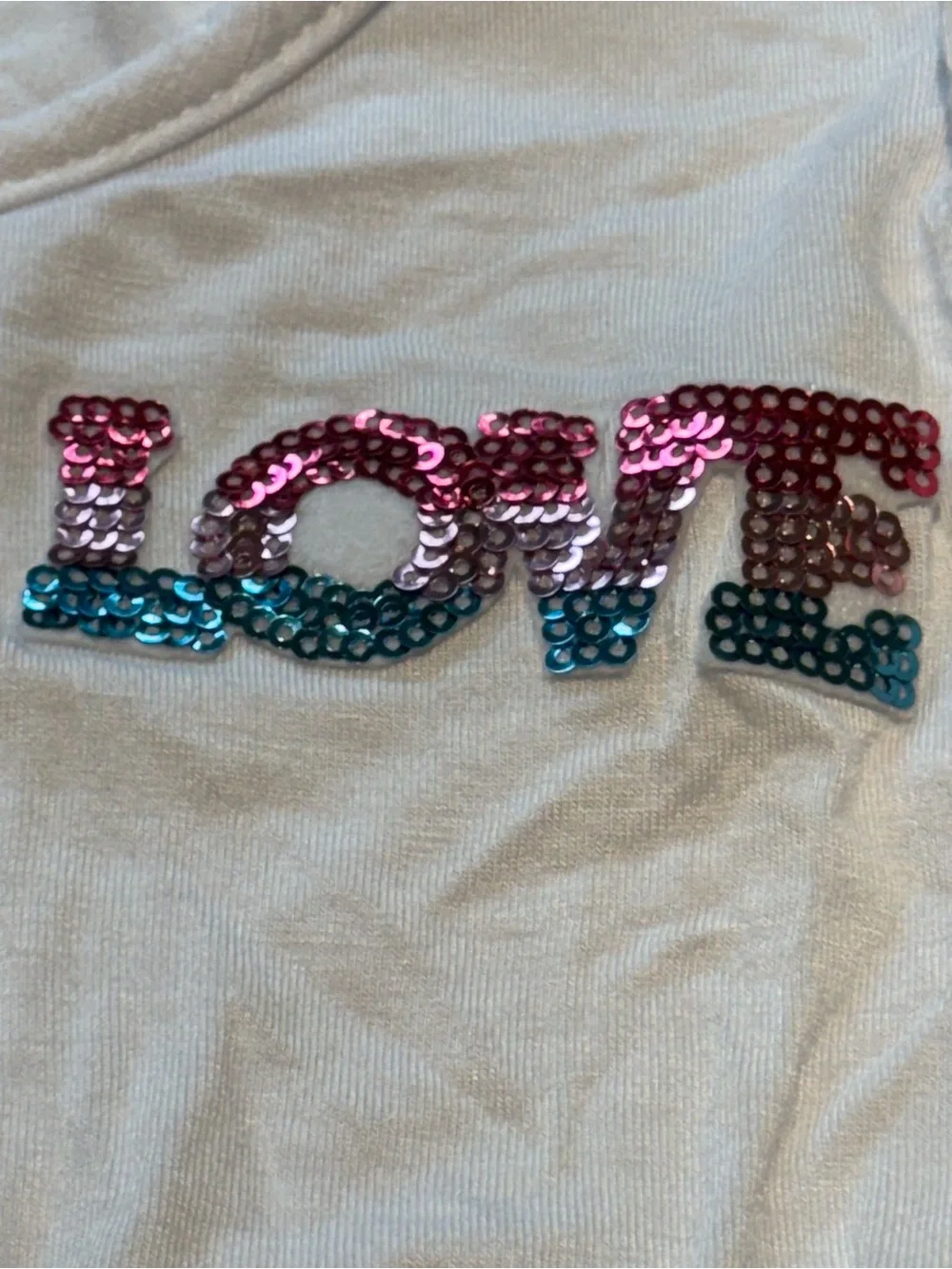 Attitudes White Ruffle Tie Tank w/ Sequin Smiley & love with Black tumble short